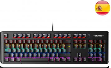 TECKNET Teclado Mecánico Gaming Español con Switches Marrón, Led Multicolor y Reposa-Muñecas Removible – Review en Español